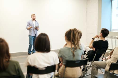 teacher teaching in classroom